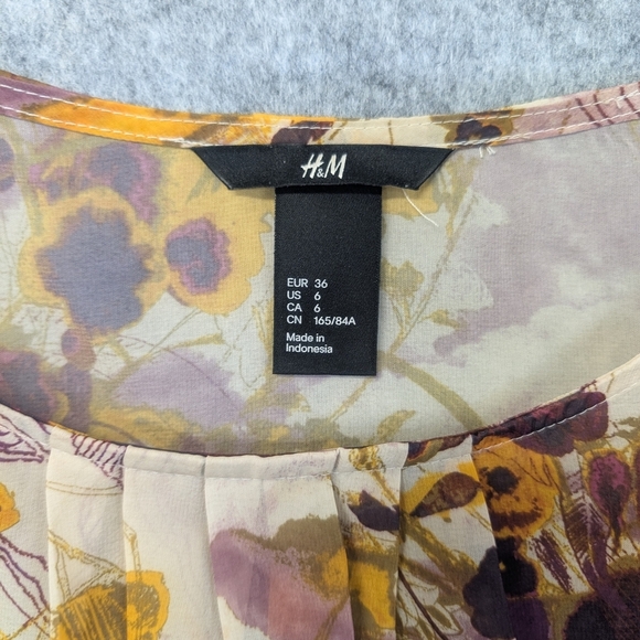 H&M Women's Multicolored Floral Transparent Sheer Top/Blouse - Picture 3 of 11
